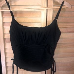Black Ribbed Crop Top